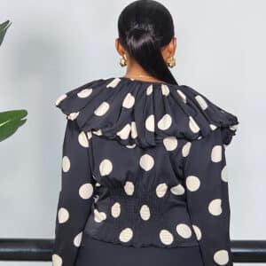 POLKA DOT CAPE LONG SLEEVE TOP 738 - Image 4