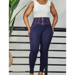 HIGH WAIST LEGGINGS W ORANGE TRIM - Image 2