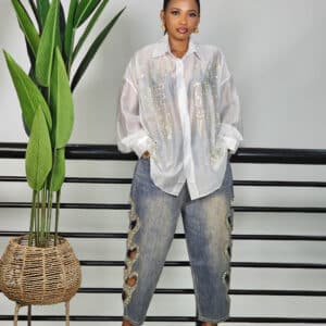 CULOTTE SIDE CUT OUT STUD JEAN