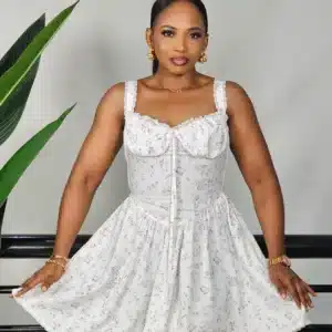 PRINT SMOKEY CHEST HEM DRESS - Image 2