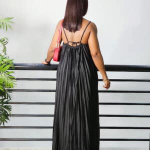 SATIN PLEATED SPAG MAXI DRESS - Image 6