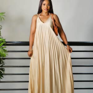 SATIN PLEATED SPAG MAXI DRESS - Image 2