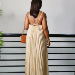 SATIN PLEATED SPAG MAXI DRESS - Image 5