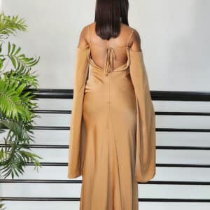 SATIN COLD SHOULDER SLIT DRESS - Image 4