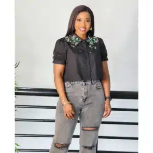 BEADED PUFF SLEEVE CROP TOP - Image 3