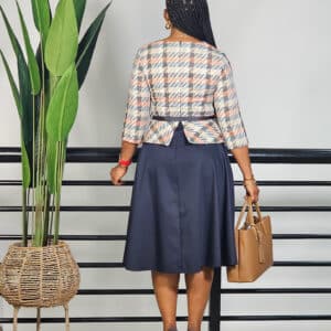 PLAID PEPLUM TOP FLARE DRESS - Image 4