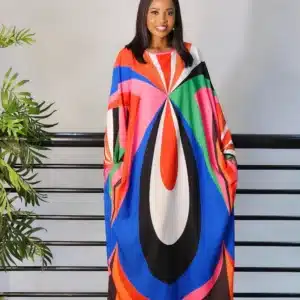 MULTI PRINT MIDI ABAYA DRESS