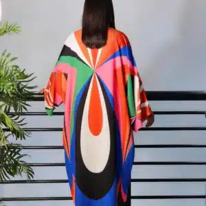 MULTI PRINT MIDI ABAYA DRESS - Image 3