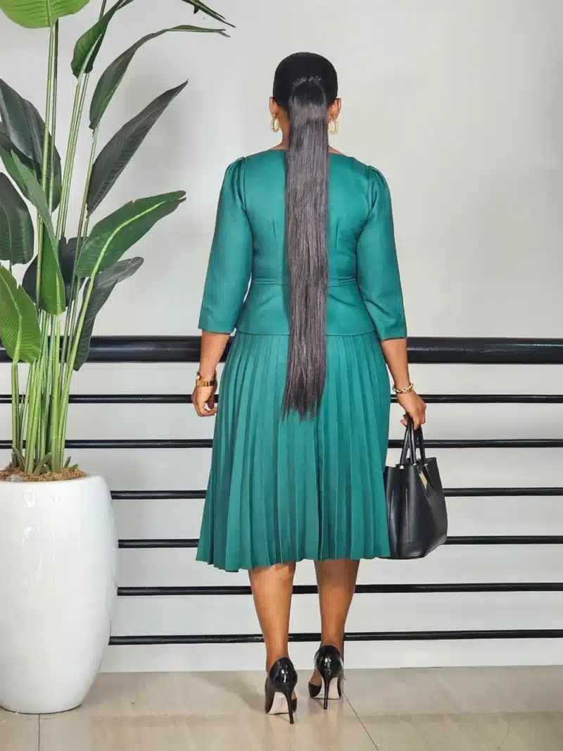 PLEAT SIDE BOW PEPLUM DRESS - Image 5