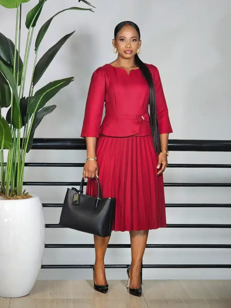 PLEAT SIDE BOW PEPLUM DRESS - Image 3