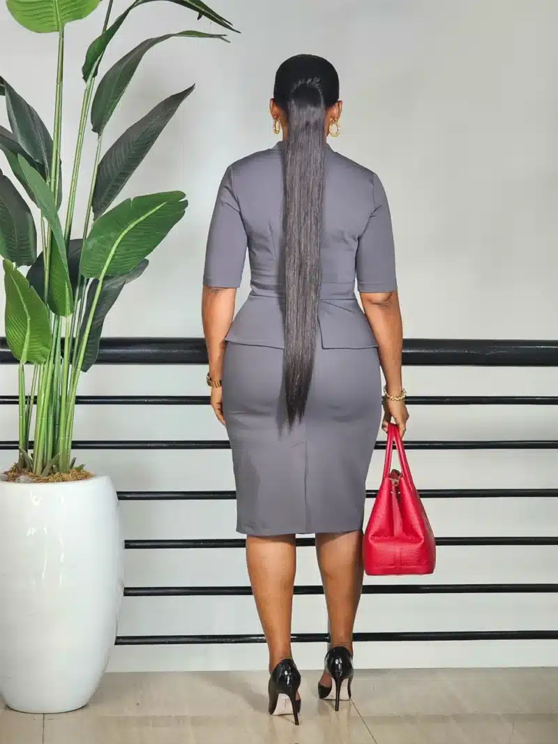 DOUBLE BREASTED PEPLUM DRESS - Image 6