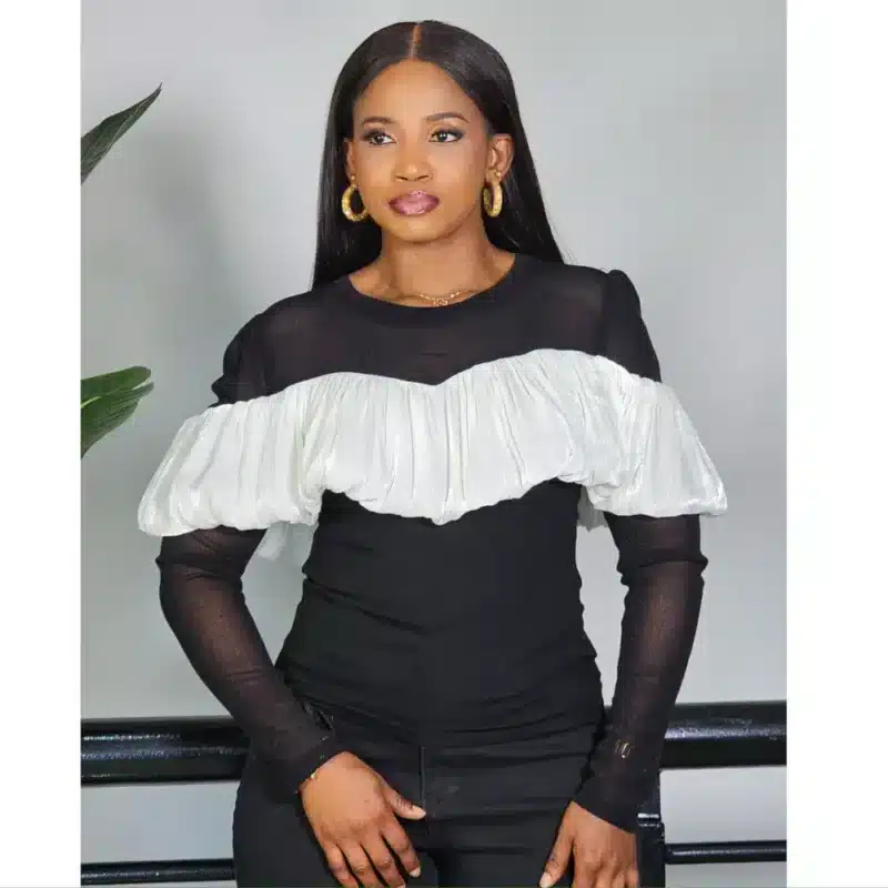 LONG SLEEVE MESH CHEST CAPE TOP - Image 3