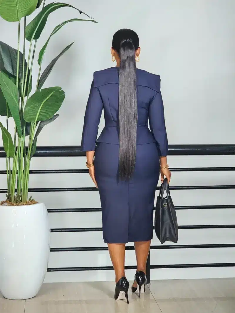 BOLD COLLAR PEPLUM DRESS - Image 4