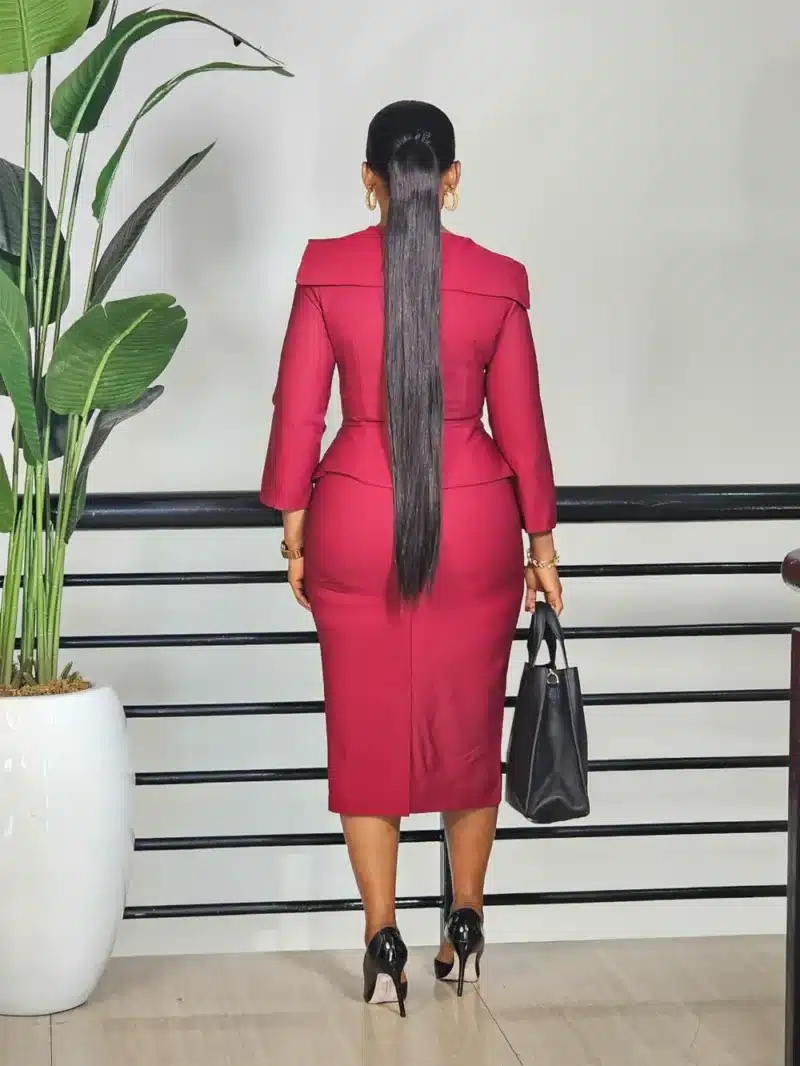 BOLD COLLAR PEPLUM DRESS - Image 5