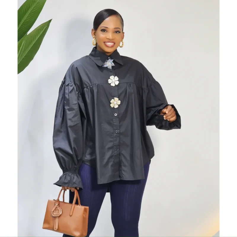 TRIPLE FRONT BUTTON BAGGY LONG SLEEVE SHIRT - Image 2