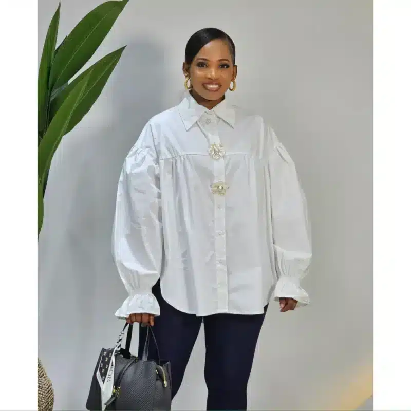 TRIPLE FRONT BUTTON BAGGY LONG SLEEVE SHIRT