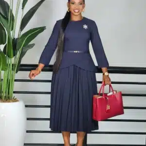 PLEAT OVERLAP PEPLUM DRESS - Image 2