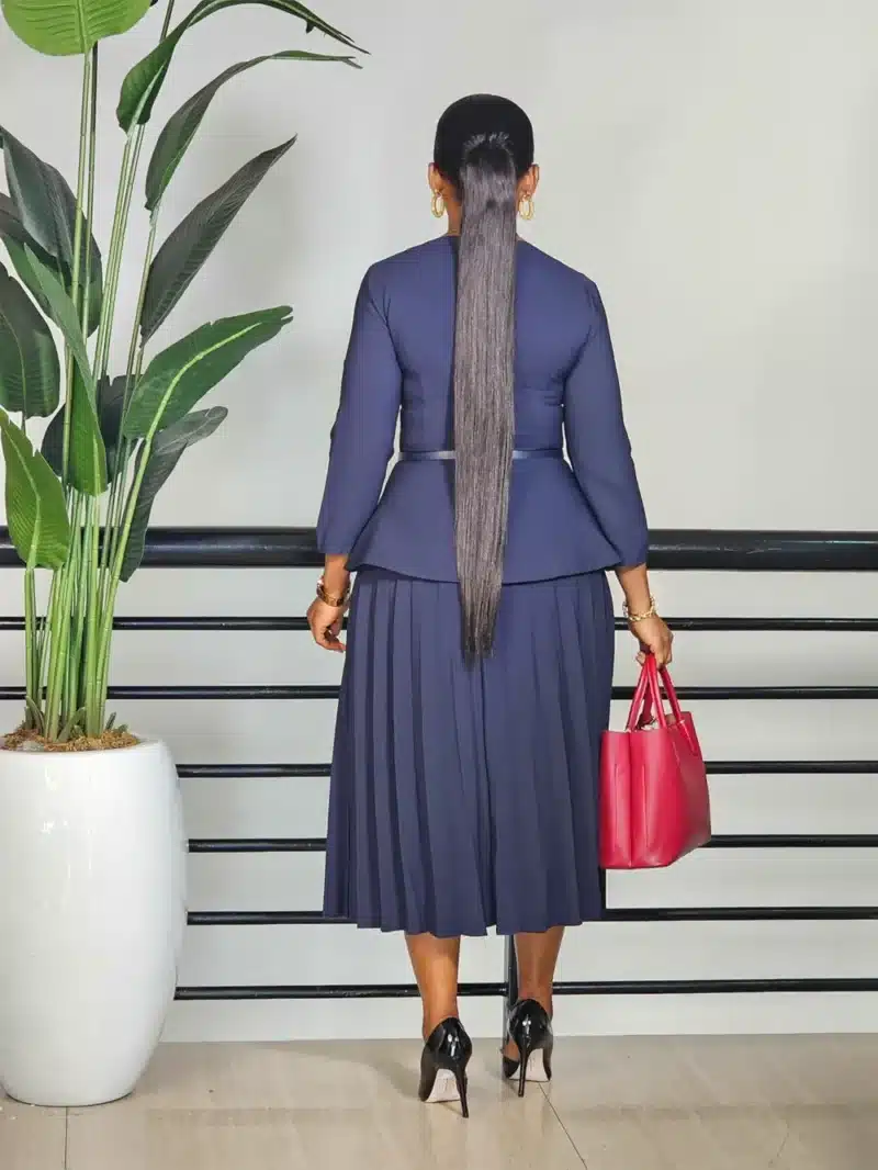 PLEAT OVERLAP PEPLUM DRESS - Image 4