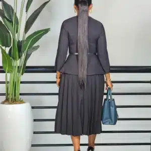 PLEAT OVERLAP PEPLUM DRESS - Image 3