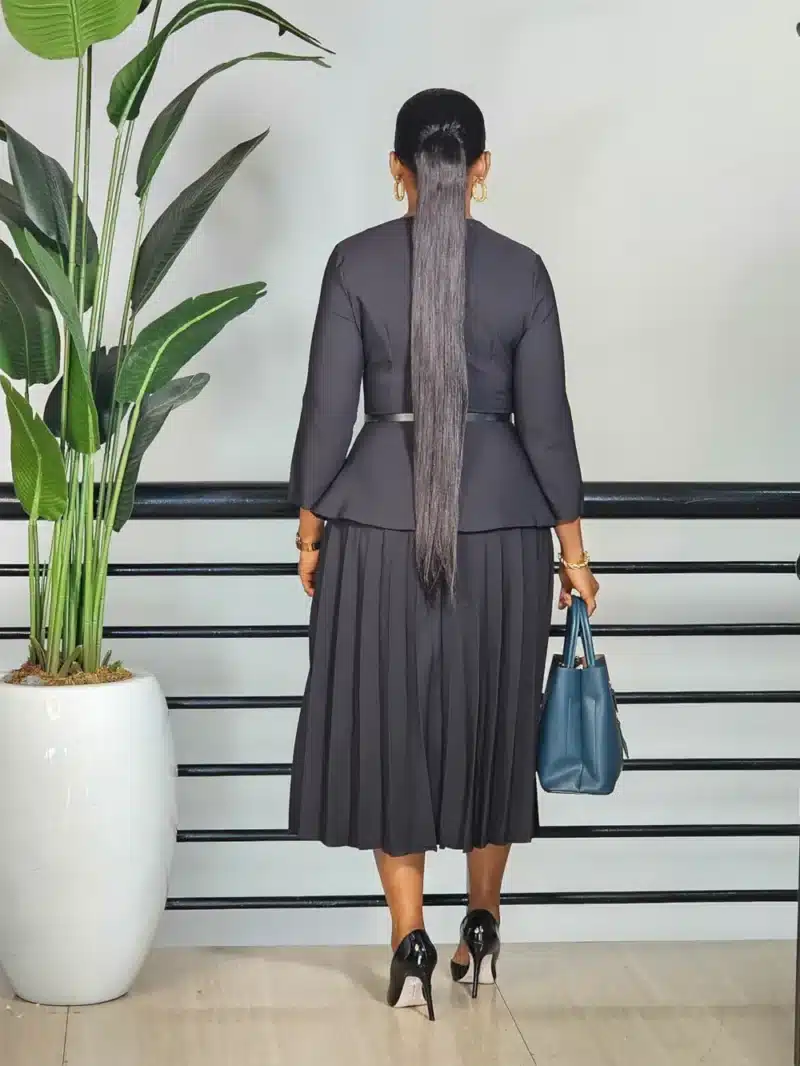 PLEAT OVERLAP PEPLUM DRESS - Image 3