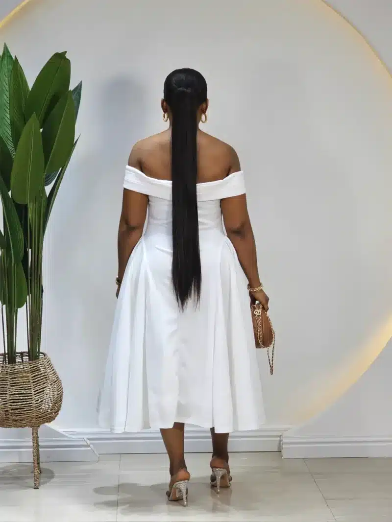OFF SHOULDER DOUBLE SIDE HEM DRESS - Image 3