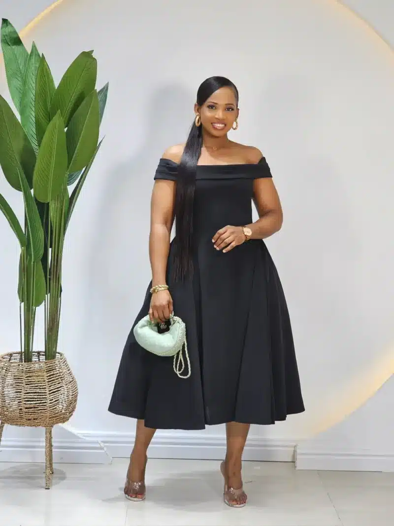 OFF SHOULDER DOUBLE SIDE HEM DRESS - Image 2