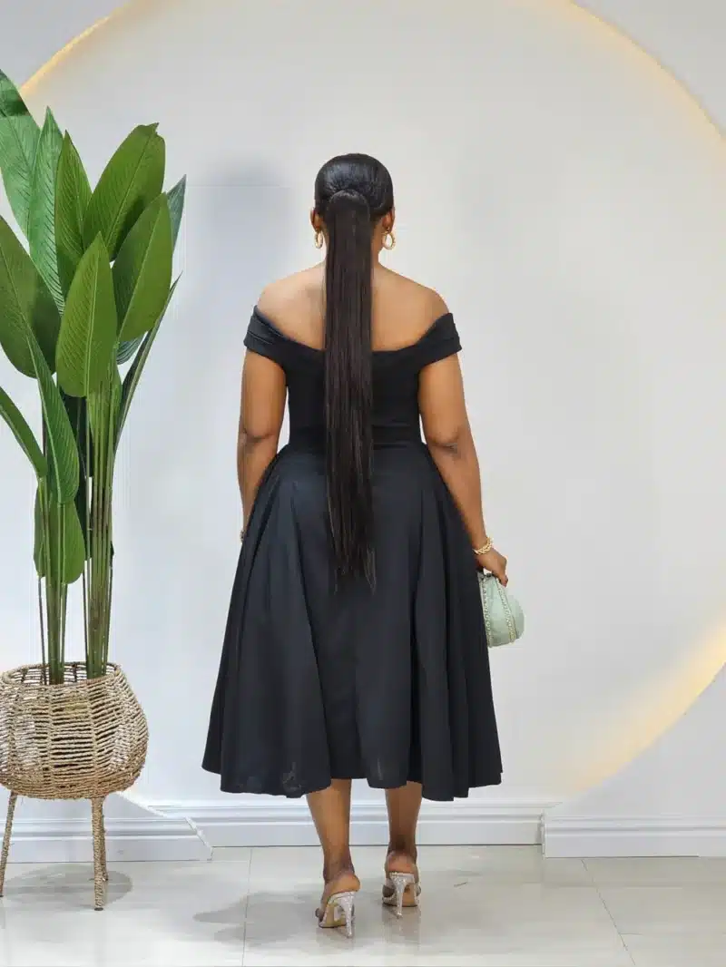 OFF SHOULDER DOUBLE SIDE HEM DRESS - Image 4