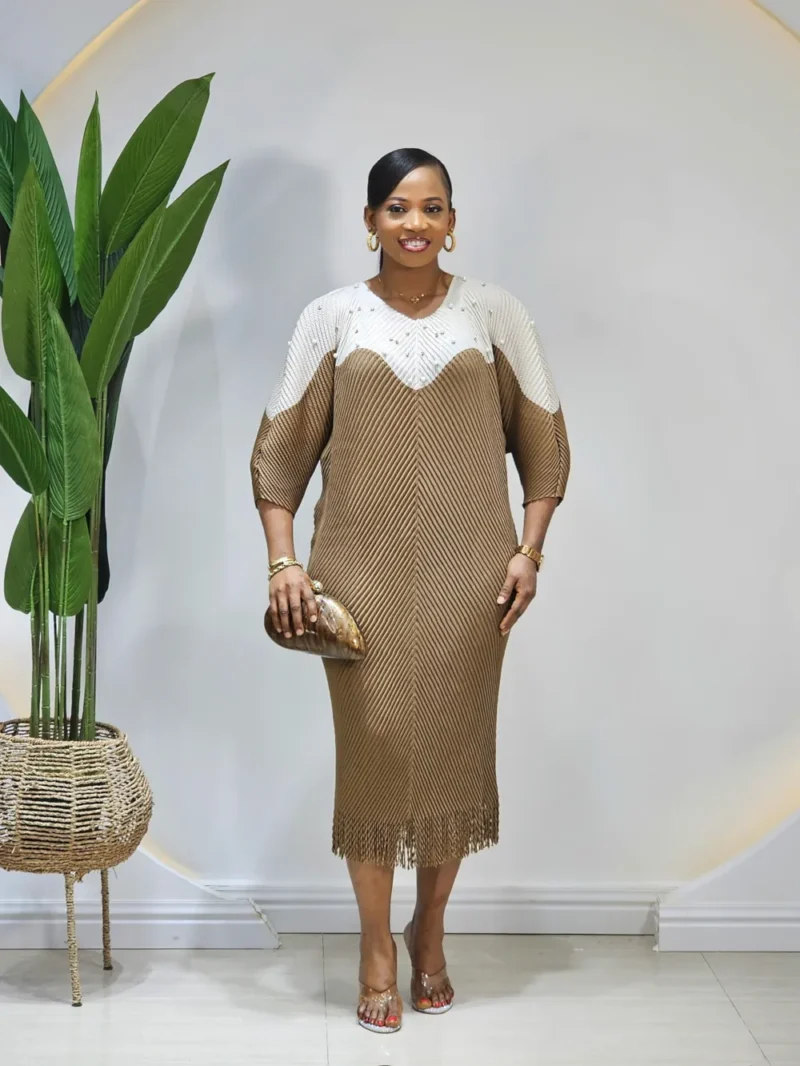 FRINGE HEM MIYAKI DRESS