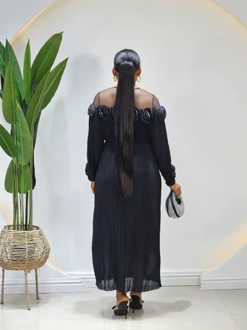 THIN PLEAT SHOULDER MESH DRESS - Image 4
