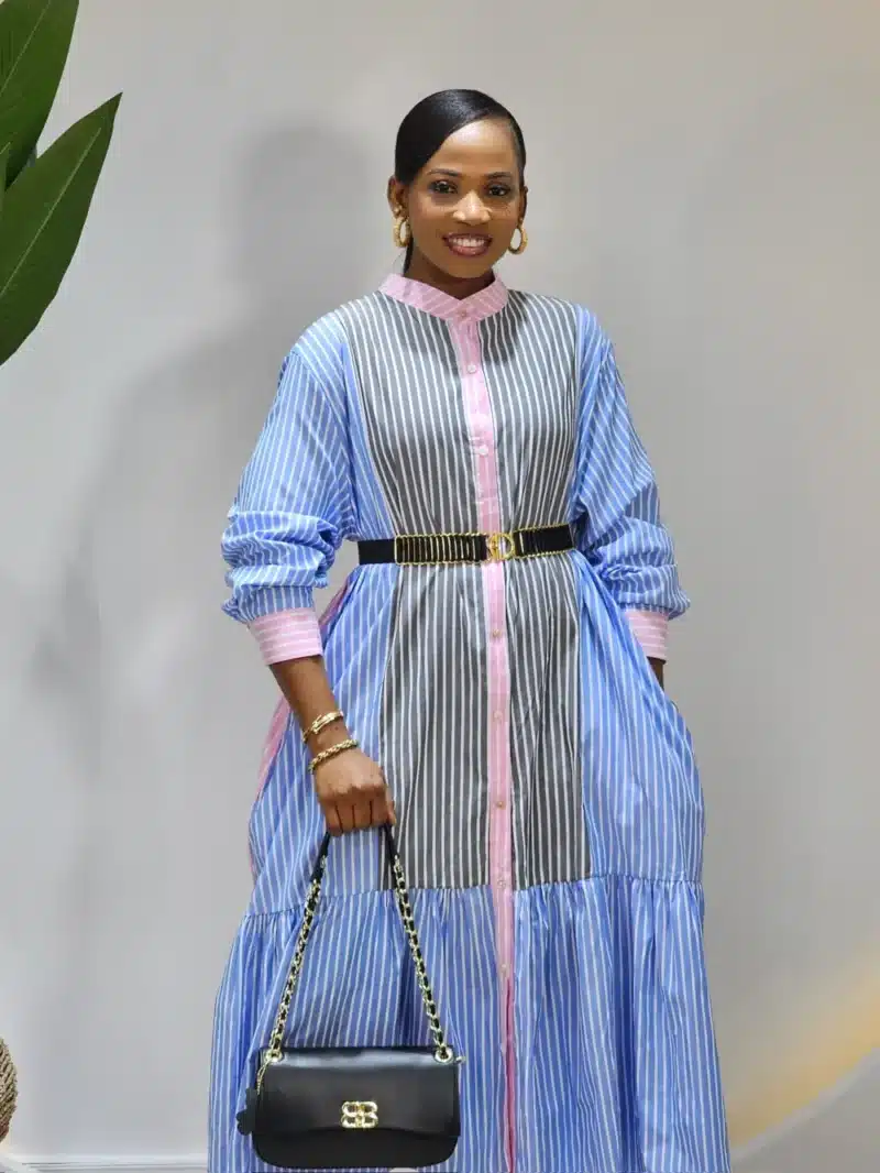 STRIPE HEM BUTTON DOWN DRESS - Image 3