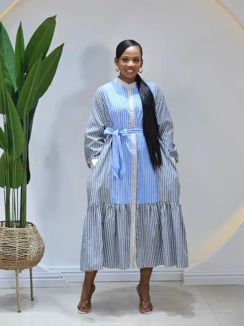 STRIPE HEM BUTTON DOWN DRESS - Image 2