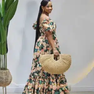 FLORAL PUFF SLEEVE HEM MAXI DRESS - Image 5