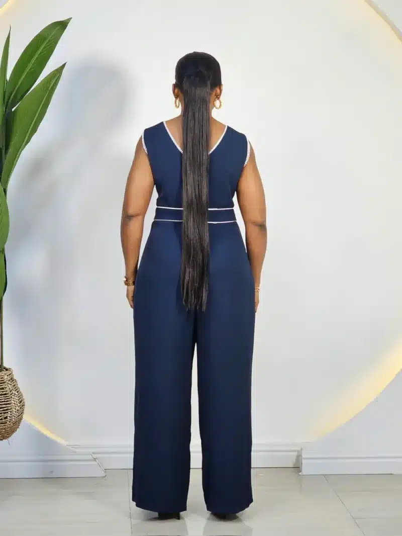 WHITE TRIM BELTED JUMPSUIT - Image 3