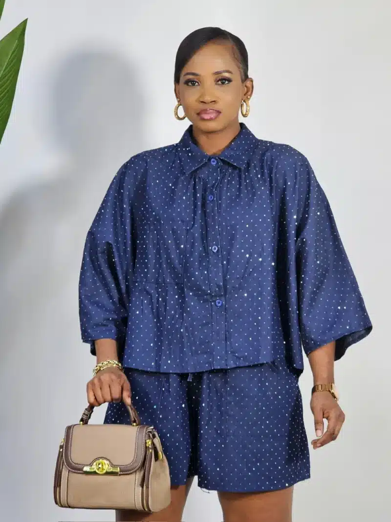 DENIM STUD SHIRT & SHORT SET - Image 3