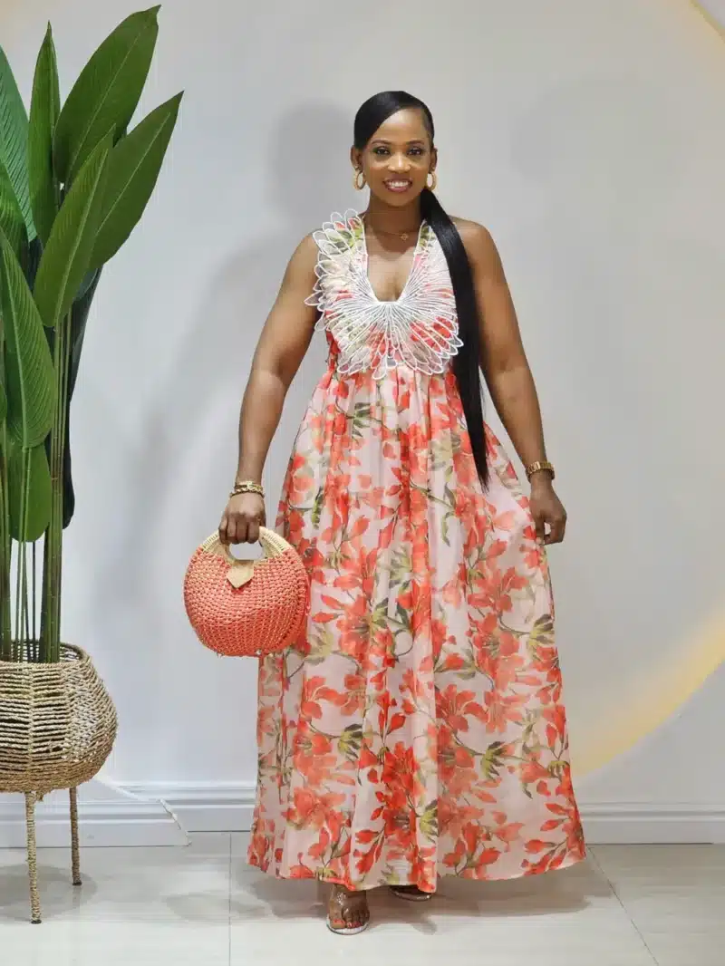 HALTER NECK FLORAL DRESS