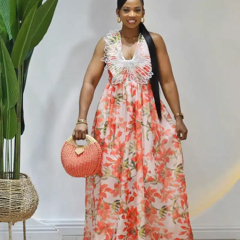 HALTER NECK FLORAL DRESS