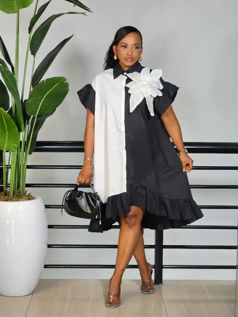 SIDE BOW HEM DRESS