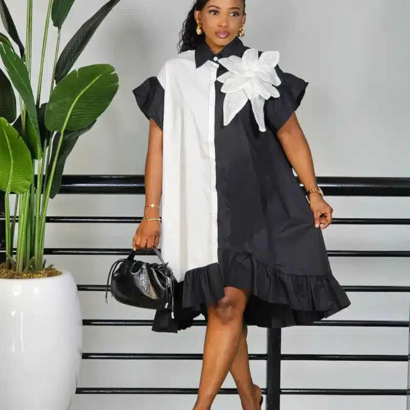SIDE BOW HEM DRESS