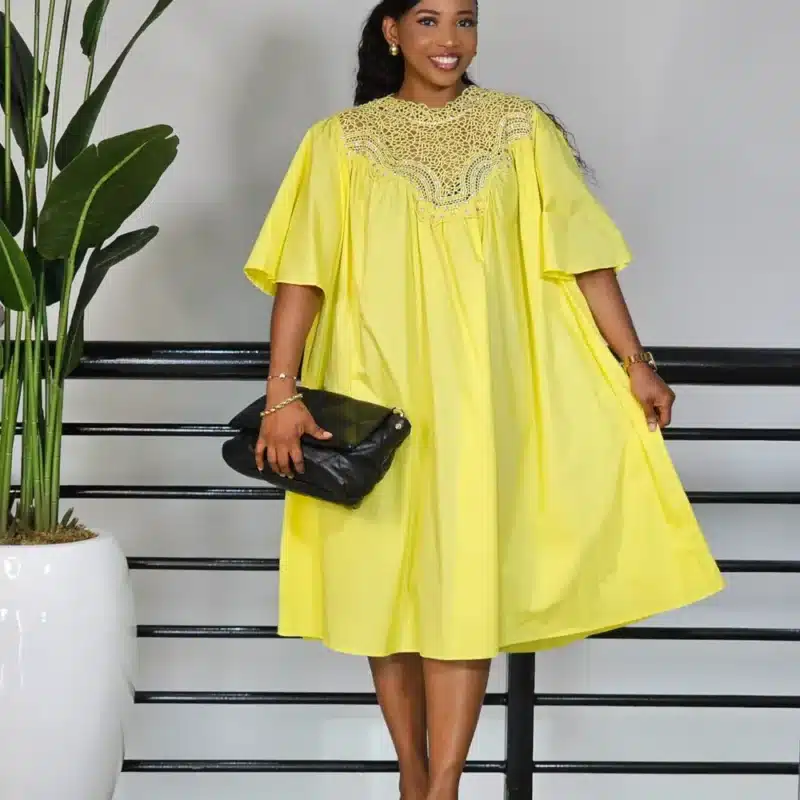 NET STUD CHEST BAT SLEEVE TUNIC DRESS