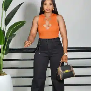 SLEEVELESS CROSS FRONT BODYSUIT - Image 2