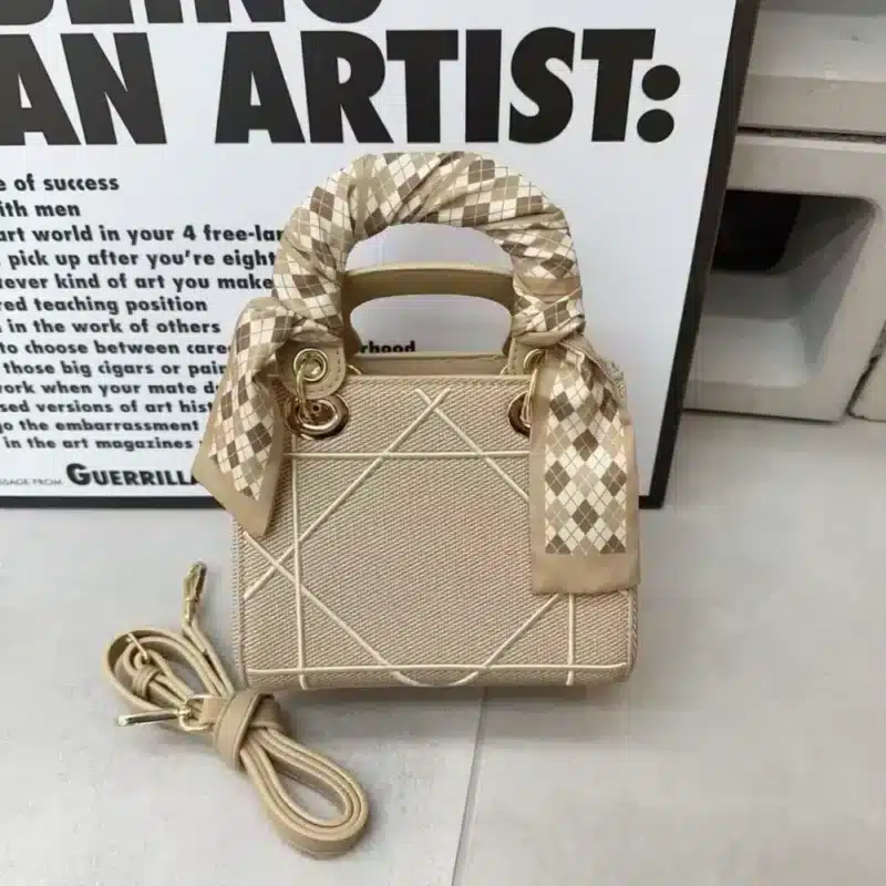 FABRIC BOX SCARF HANDLE MINI BAG