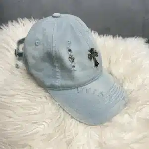 DENIM CROSS BROOCH FACE CAP