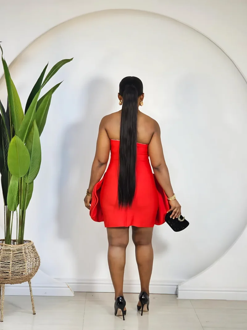BANDAGE TUBE BOLD ROSE HEM DRESS - Image 4