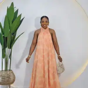 PATTERN HALTER NECK HEM MAXI DRESS