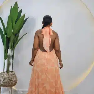 PATTERN HALTER NECK HEM MAXI DRESS - Image 2