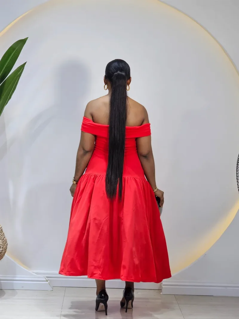 OFF SHOULDER FRONT RUFFLE HEM DRESS - Image 4