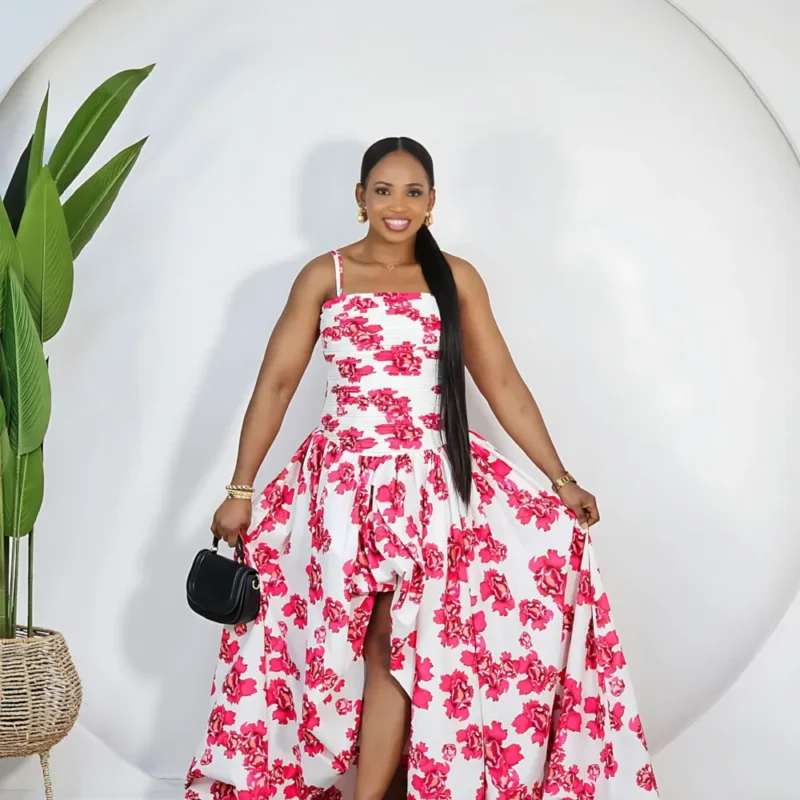 PRINT DEEP HEM BUBBLE SPAG DRESS
