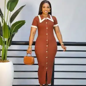 BUTTON DOWN PEARL DETAIL KNIT DRESS - Image 2