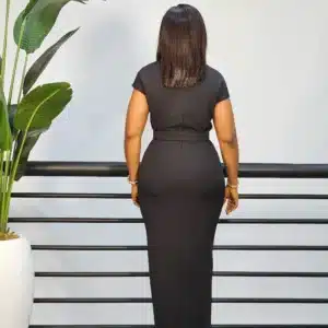 CAP SLEEVE FRONT SLIT BUTTON DRESS - Image 3