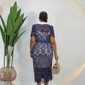 LACY BUTTON DOWN WHITE COLLAR DRESS - Image 3